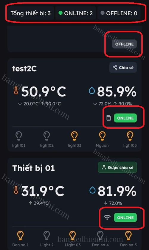 Quản lý thiết bị online - offline